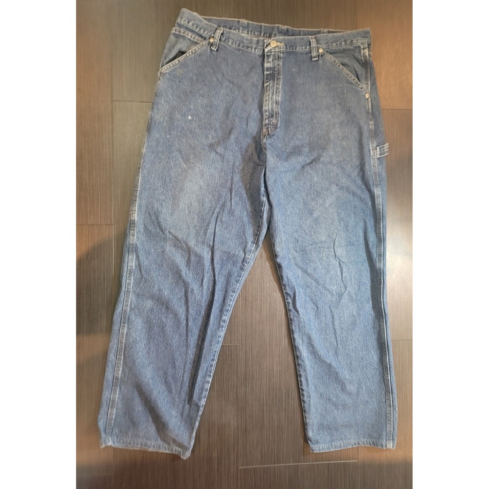 Wrangler Mens Carpenter Jeans 38x32 Blue Denim Workwear Pants spots
